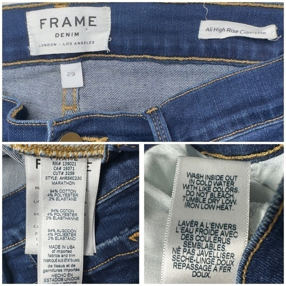 Frame Ali High Rise Cigarette Skinny Jeans in Marathon Wash Womens 29 - Picture 13 of 16
